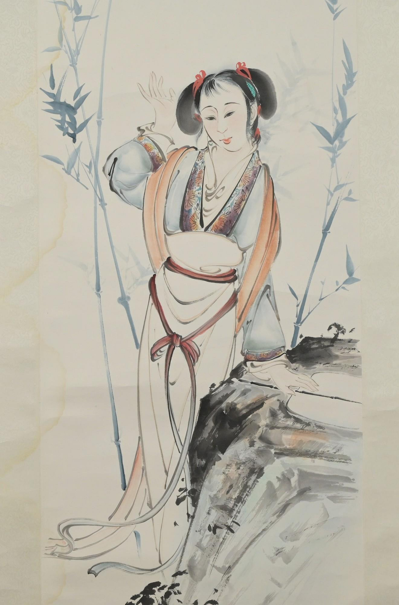 玖隆蕭松和挖寶網K》陳秉鐶丁卯年古代仕女人像彩墨畫(03576) | Yahoo拍賣