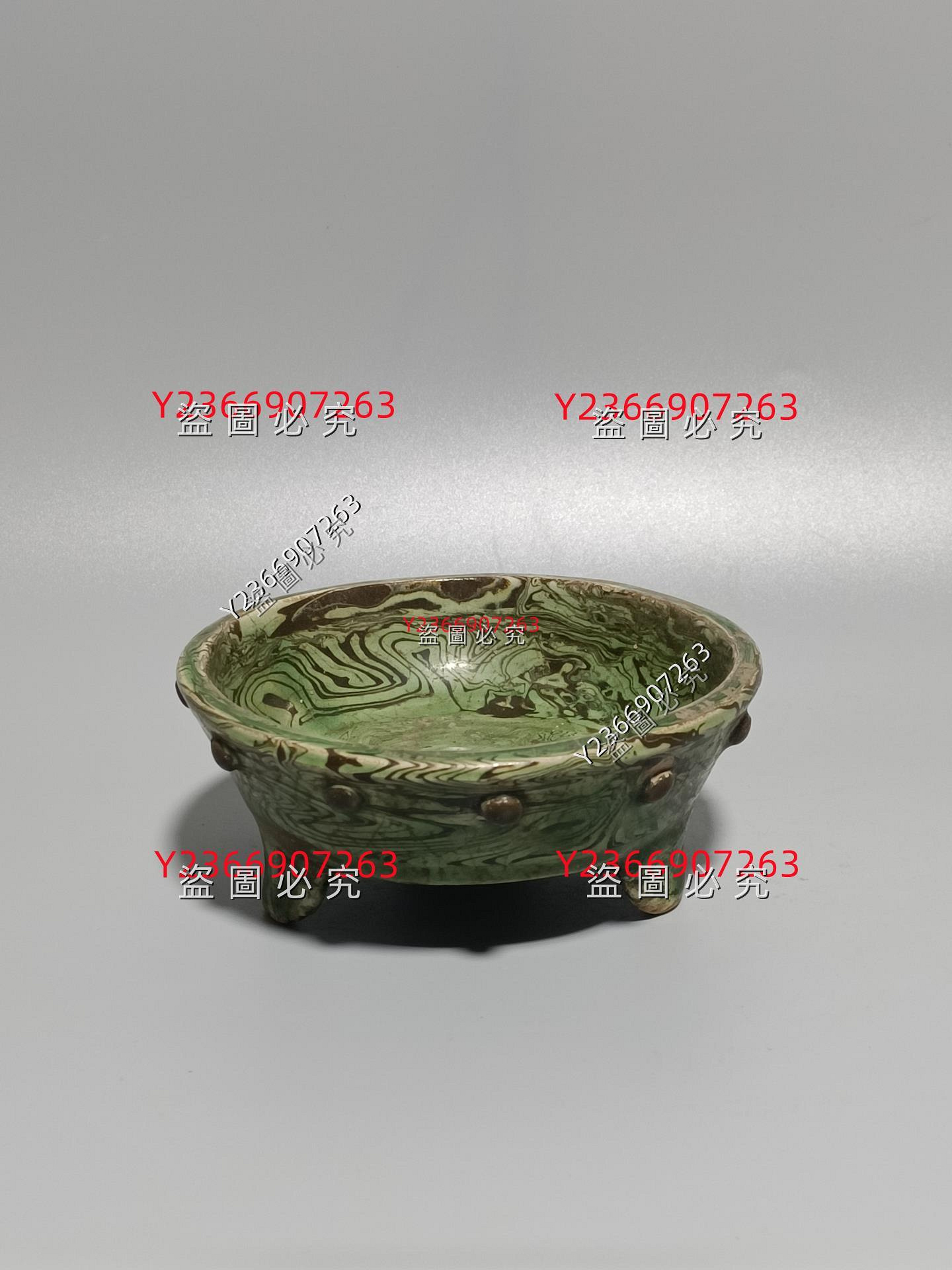 宋代陽峪窯綠釉絞胎洗，唐宋時期文房器，品相完好。 釉面溫潤，胎質