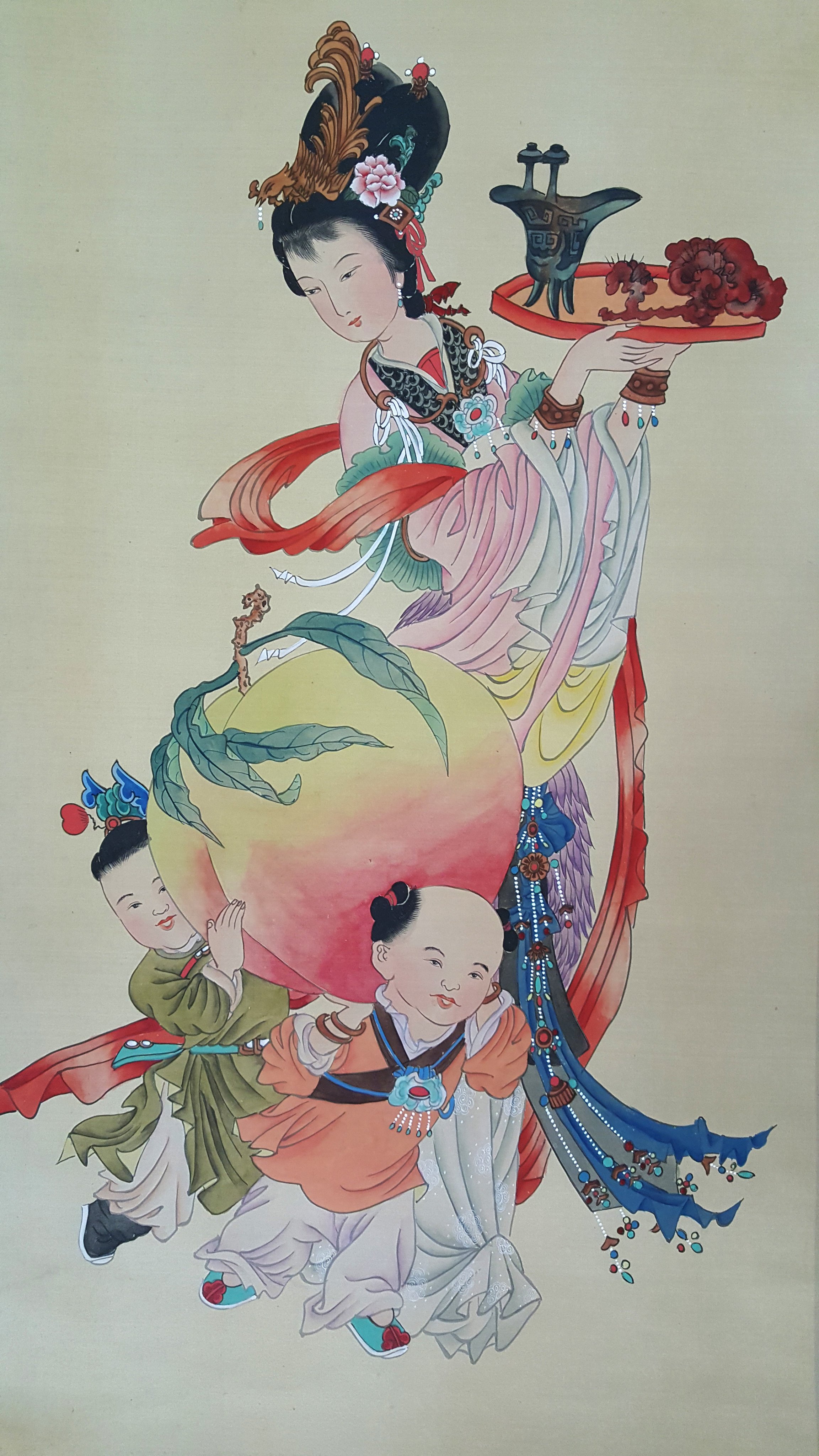 麻姑獻壽圖 藏家釋出】 早期書畫◎ 早期國畫《麻姑獻壽工筆畫作品》《已二十