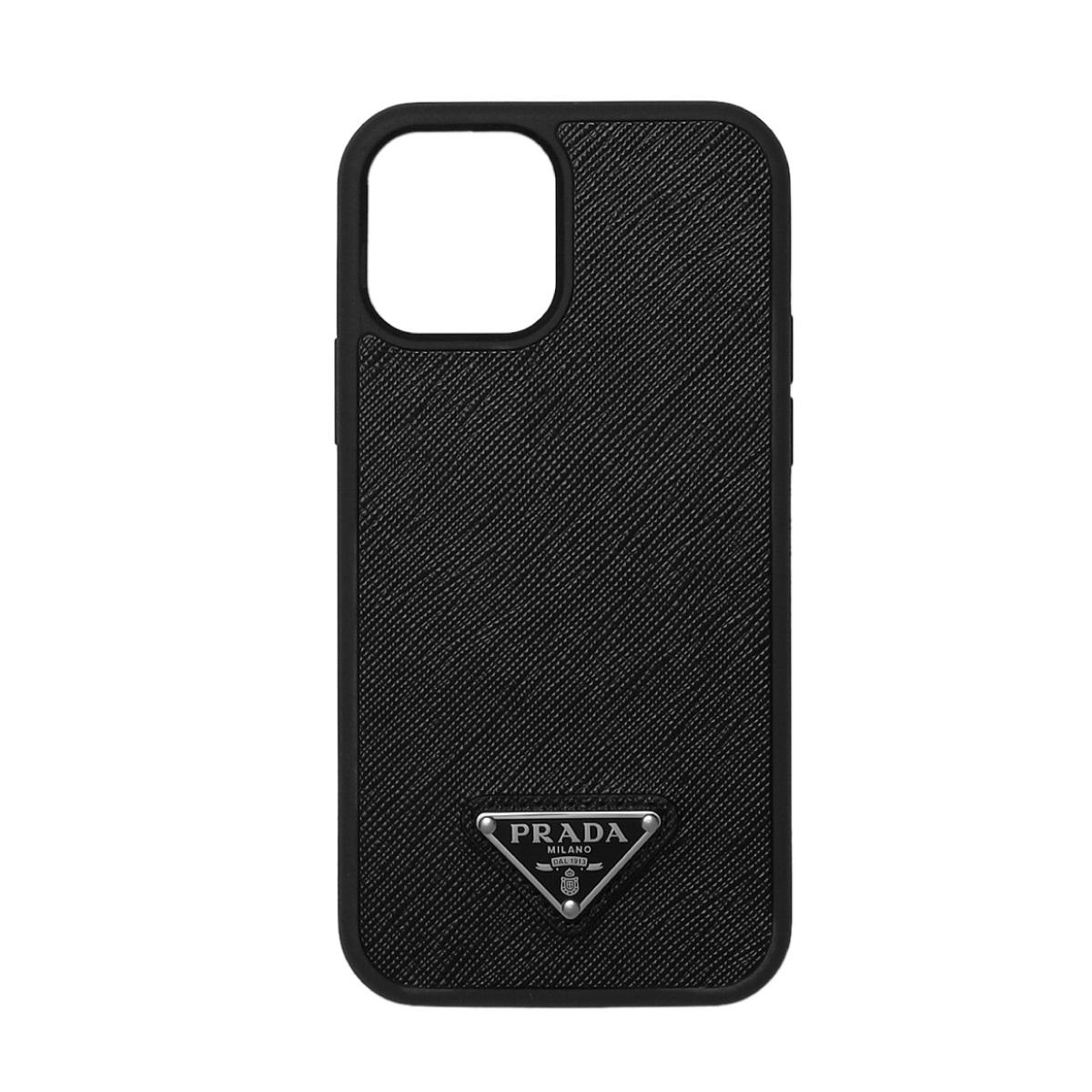 全新真品代購] PRADA 三角LOGO 黑色皮革iPhone 12 / 12 Pro 手機