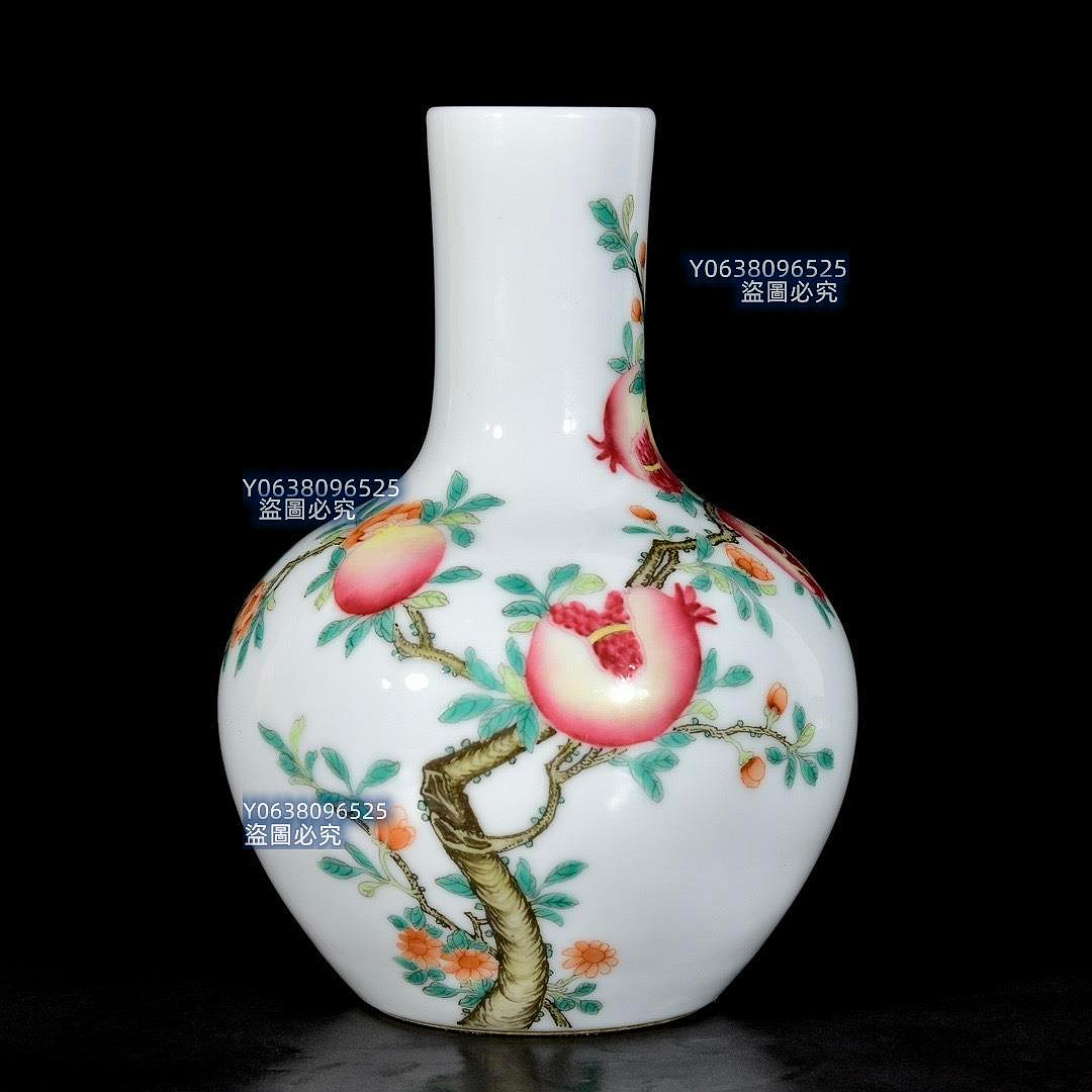 清乾隆粉彩石榴紋天球瓶；21.5x15；8570061847tyd 青花五彩琺瑯彩二手