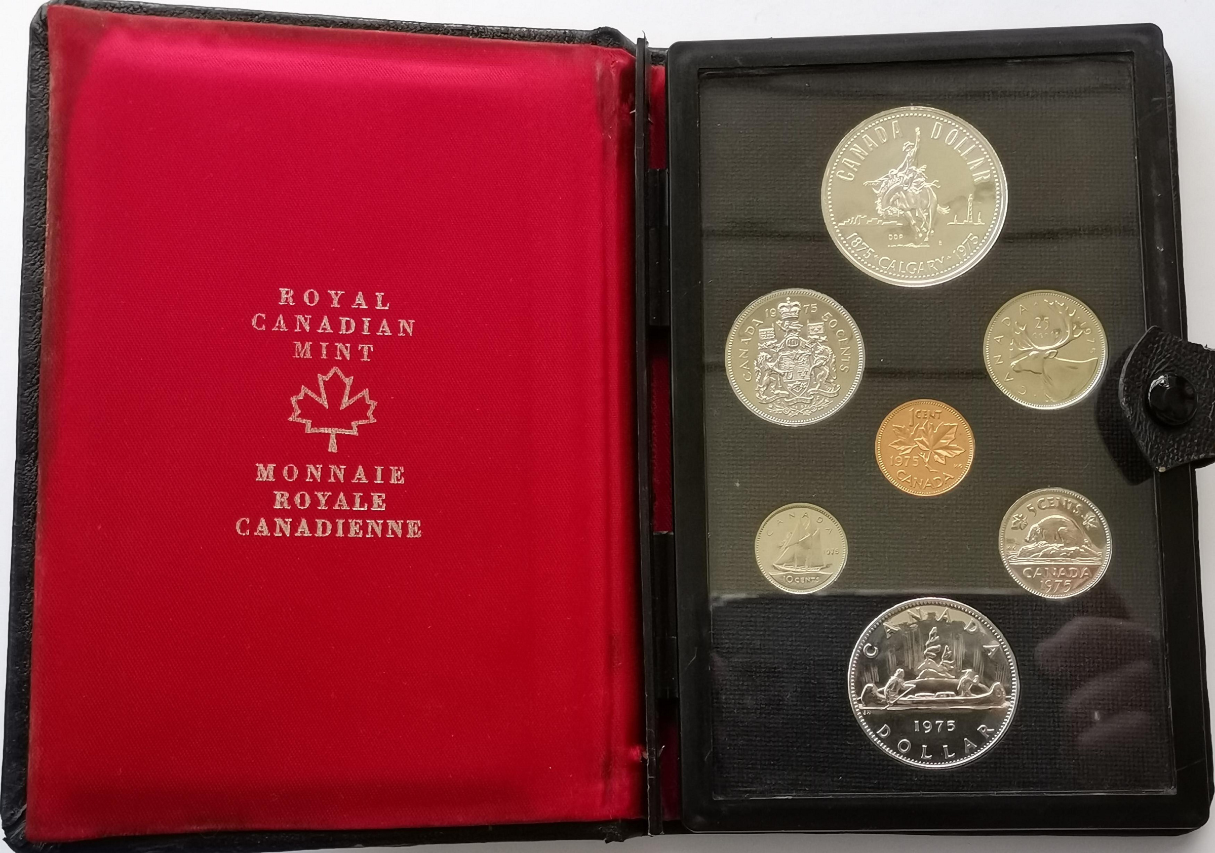 黑皮冊含1元大銀幣加拿大1975年7枚套幣精制硬幣1分-1元紀念幣| Yahoo拍賣
