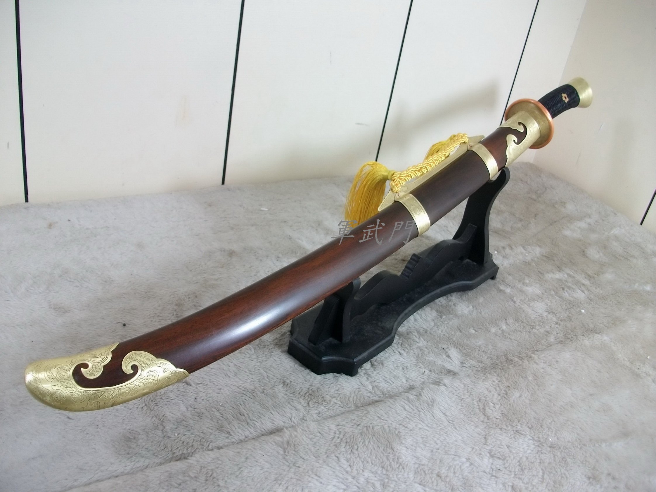 軍武門二館】精選手工刀鄭氏乾隆御用寶刀腰刀清刀(高碳鋼/銅裝/酸枝木