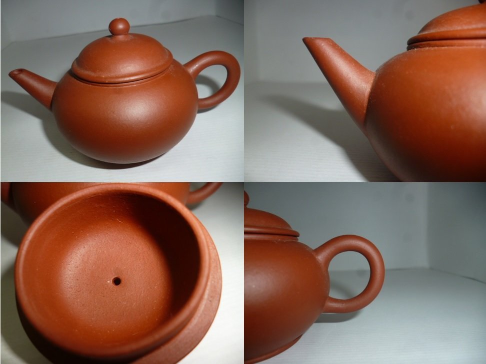 60年代末期外銷四六章「中國宜興」 平底矮肚純紅泥水平標準壺(俗稱:紅