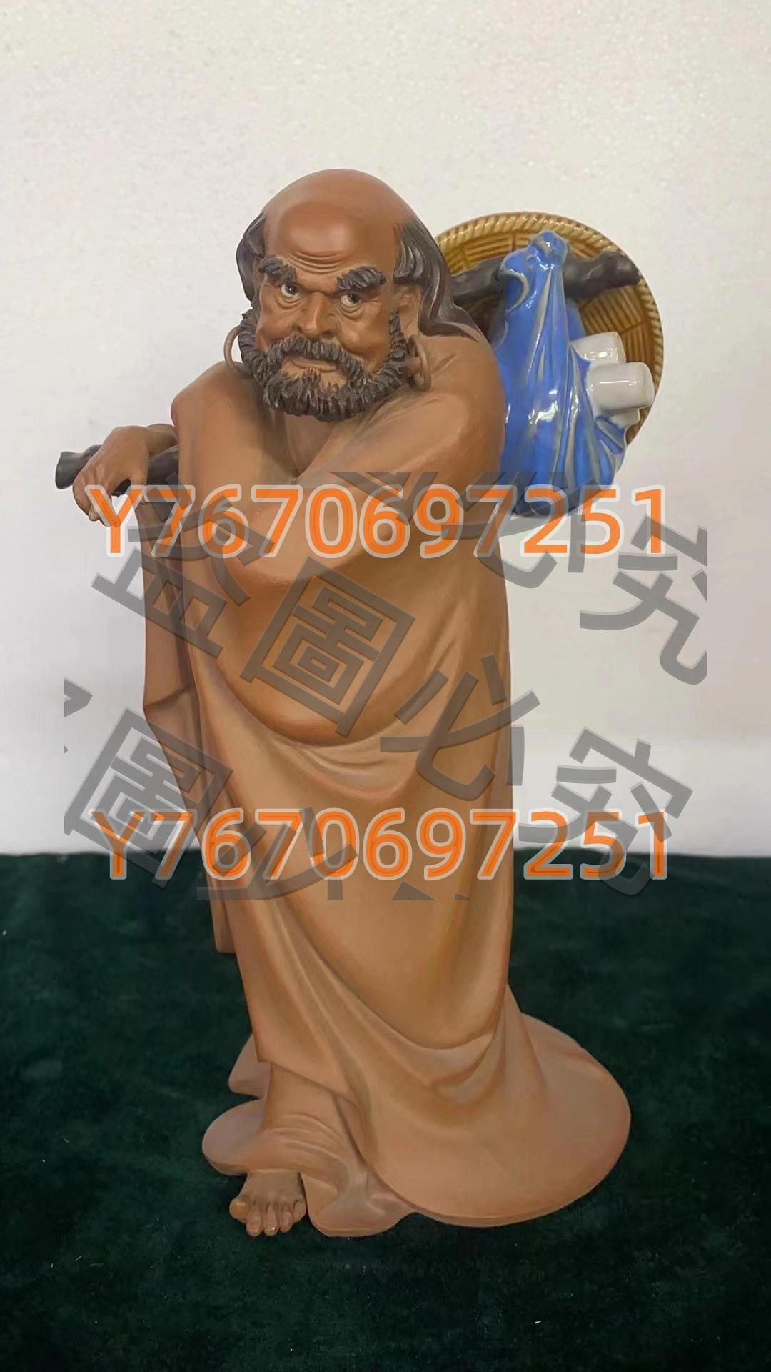 石灣陶瓷十八羅漢之《過江羅漢》劉澤棉特制碧裂中國工藝美術大師劉澤款