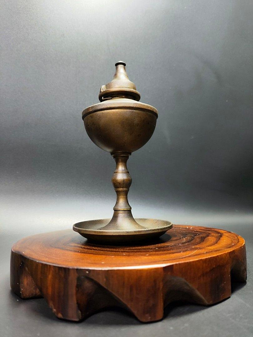 早期國外銅器古董- 鯨油燈（古董/銅雕/收藏/銅爐/香爐/銅器/天狗/明朝