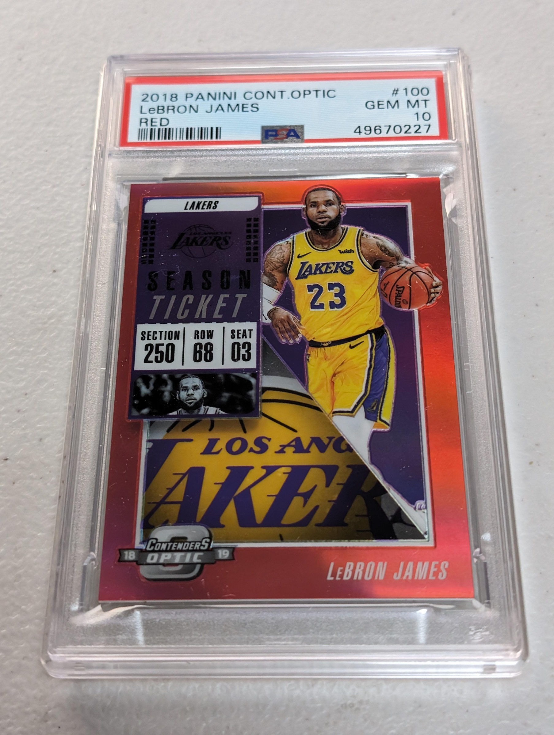 2018-19 Panini Contenders Optic Red #100 LeBron James PSA10