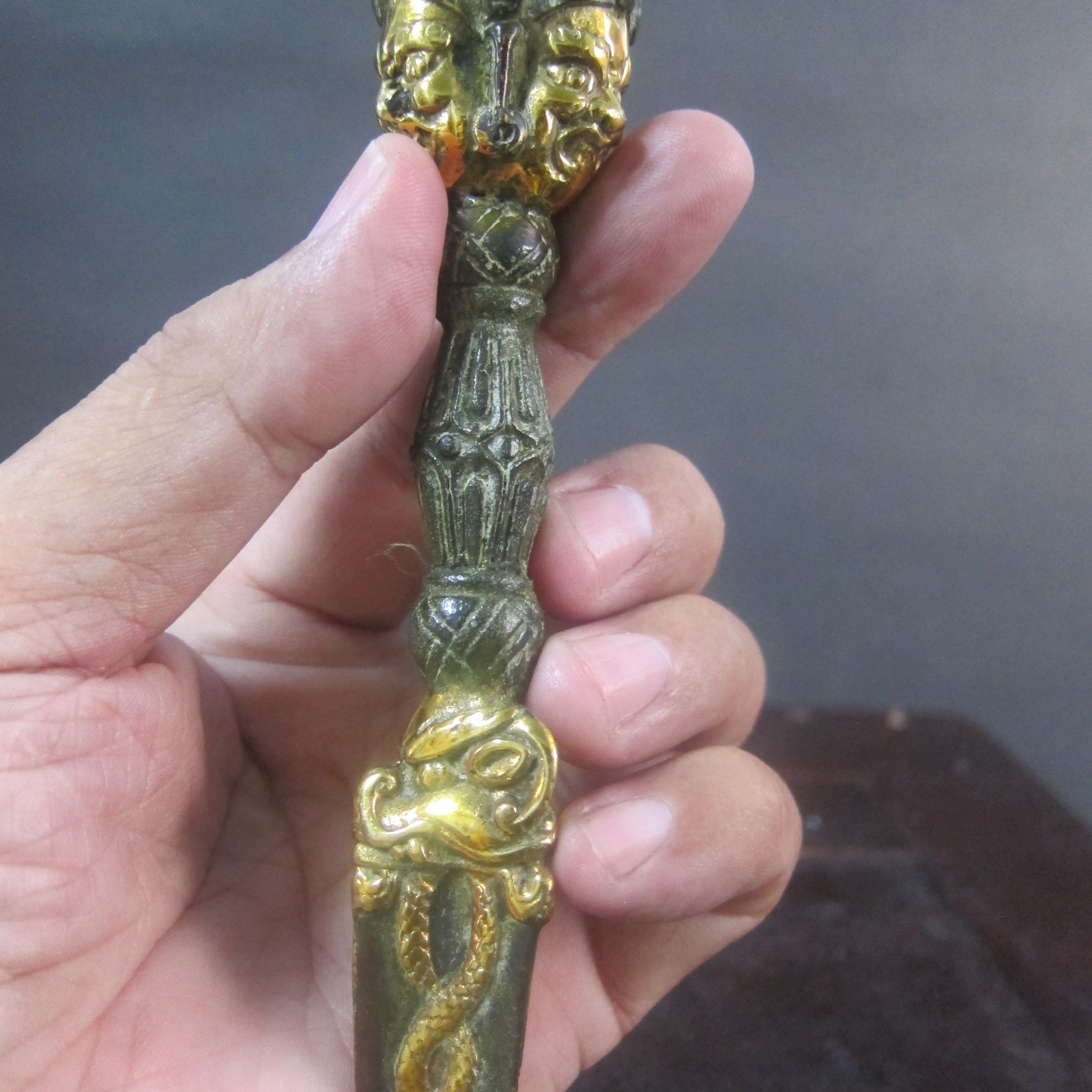 蕃薯糖}早期精緻造型*法器銅雕金剛降魔杵*金剛杵(860)招財開運