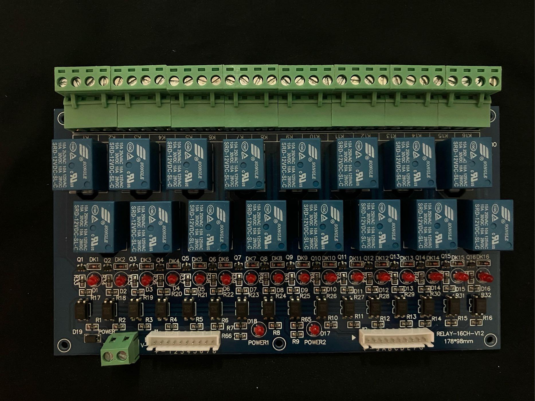近全新 16 路 DMX512 繼電器開關控制套件 DC 12V 5A／附主控板、繼電器板及排線