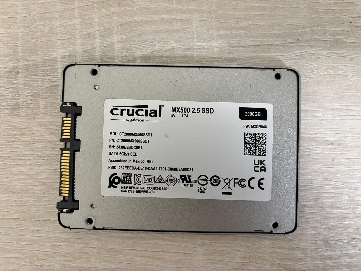 ～二手～ 美光 MX500 2TB SSD固態硬碟 2.5吋 SATA SSD 2T 快速硬碟 良品 2000GB