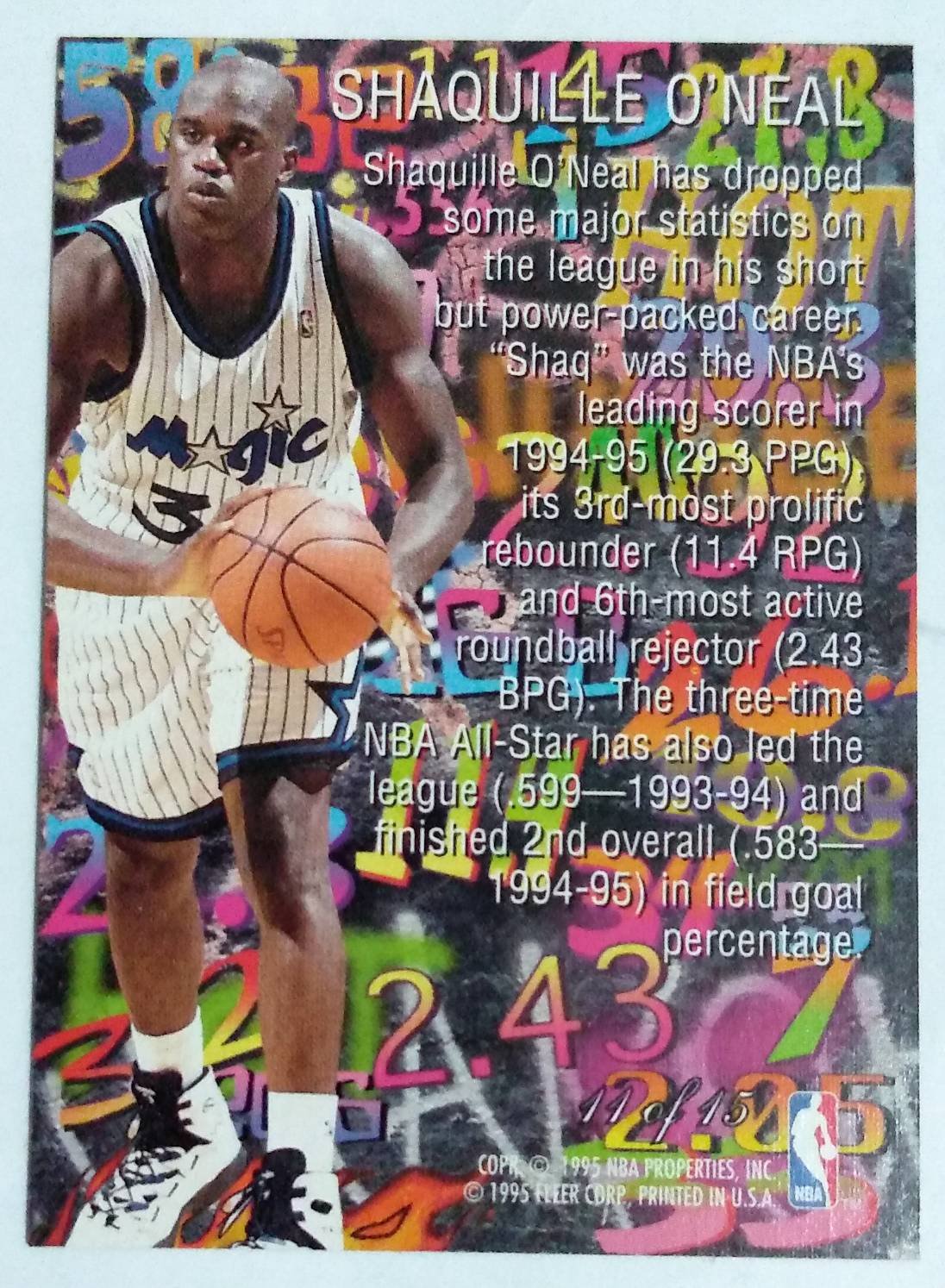 Flair 95-96 hotnumbers シャック 1995-96 Flair Hot Numbers Basketball a Busy, Bold Insert Set