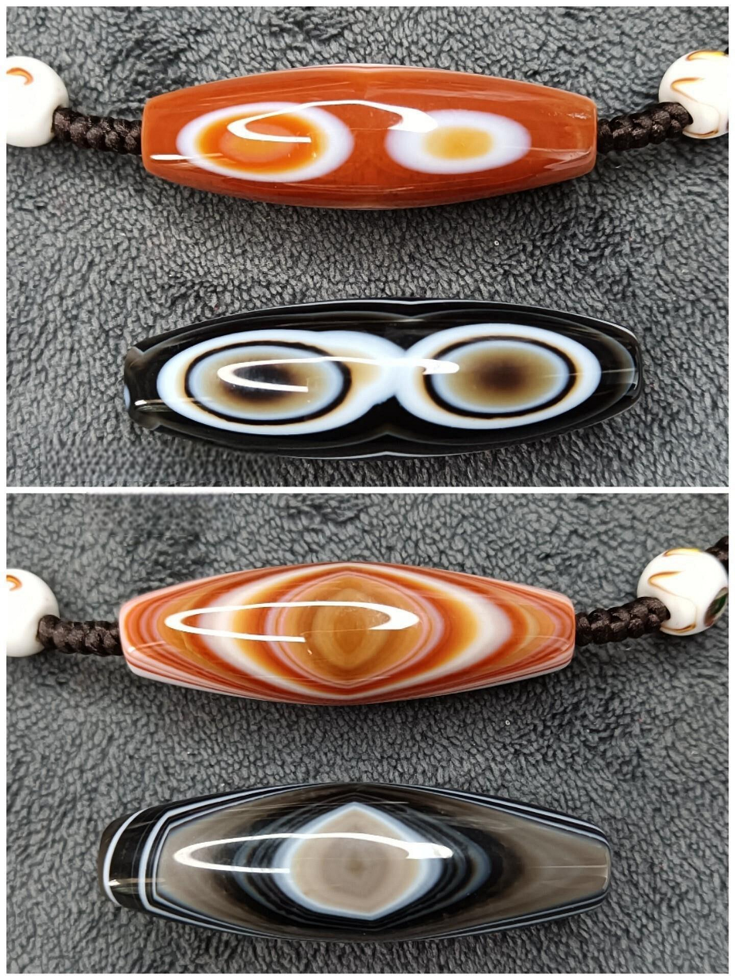 三眼天珠臻品純天然纏絲瑪瑙佛眼三眼天珠天然的三眼難得的一顆17*51mm