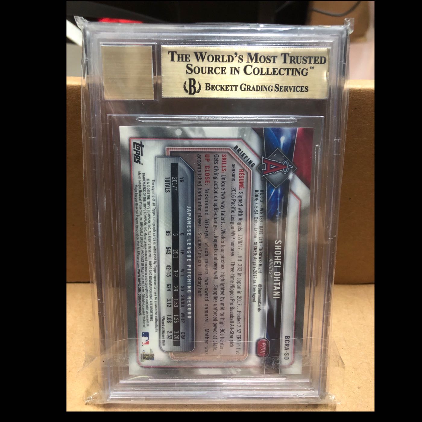 2018 Bowman Chrome Ohtani Rc Bgs9.5/Auto10 打擊版大谷翔平（僅分享