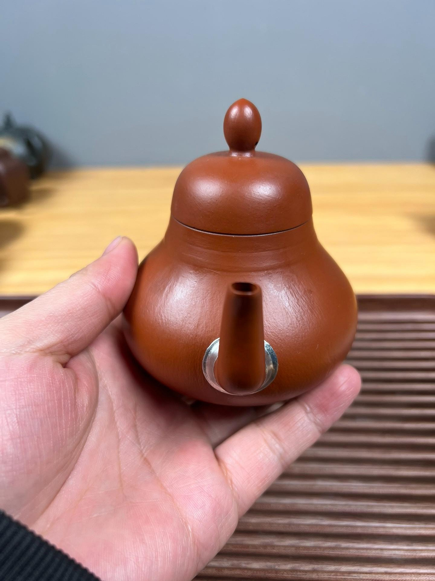 超值全手微瑕撿漏工藝美術師儲立強朱泥超薄胎240cc四方宮燈壺清倉特賣