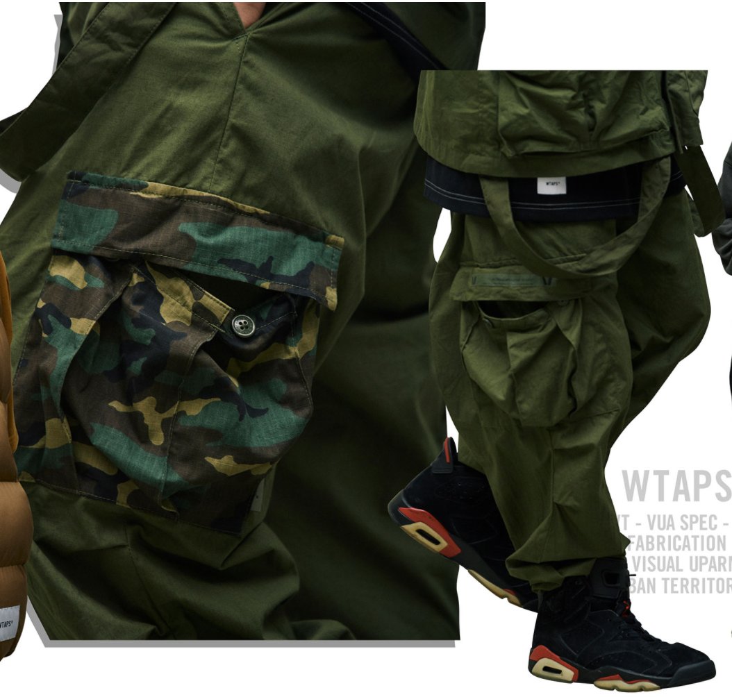 希望商店】WTAPS JUNGLE STOCK/TROUSERS/COTTON 21AW 拼接迷彩口袋軍褲