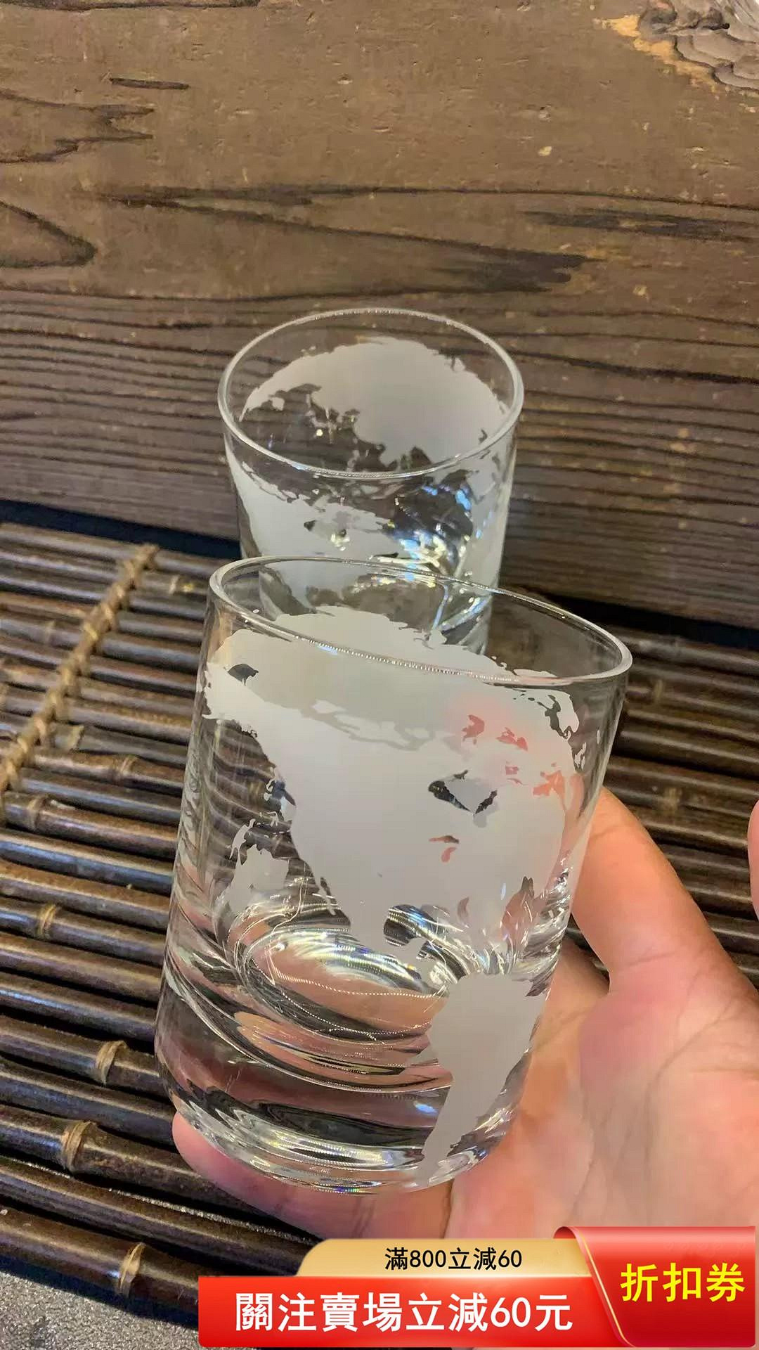 日本回流手工洋酒杯，酒杯，帶原包裝盒，幾乎，保存很好杯身有世界地圖蝕刻，設計感很強，適合威士忌、洋酒【二手】16557