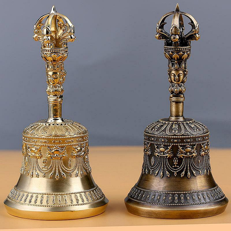 金剛鈴法器黃銅五股手工九股金剛鈴杵法器藏密手把件精品佛鈴~聚福地