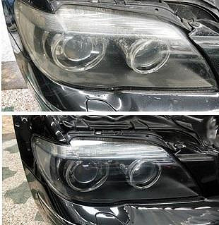大燈快潔現場施工 BMW 寶馬 7系 E65 740LI 745LI 760LI 原廠車大燈泛黃霧化拋光修復翻新處理