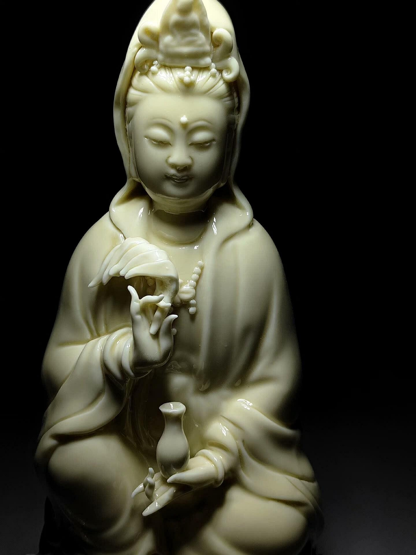 白磁觀音像 何朝宗 置物 德化白瓷觀音雕塑仿何朝宗陶瓷佛像梵趣明清風格桌面擺件觀世音菩薩