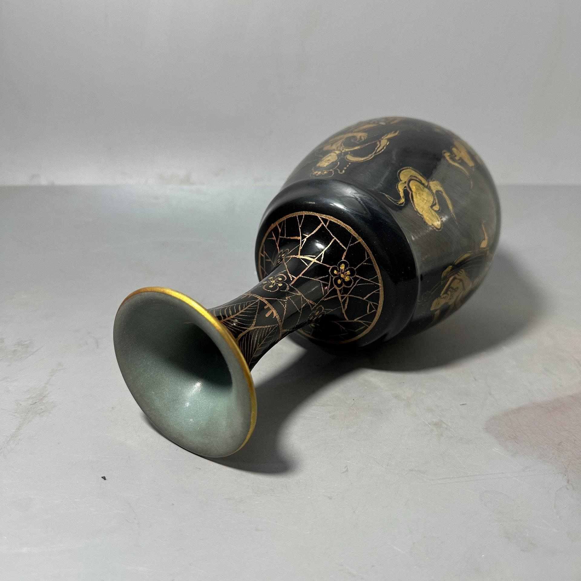 嚴選宋代汝窯黑釉描金青龍寺御制瓷器，高檔古瓷收藏推薦宋汝窯黑釉描金