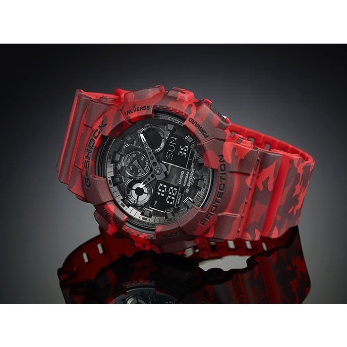 紐約范特西】現貨CASIO G-SHOCK GA-100CM-4A 叢林迷彩紅迷彩軍事風格