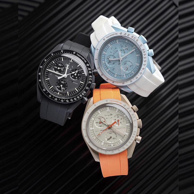 代用錶帶 手錶帶 適Omega Swatch錶帶優質橡膠歐米茄斯沃琪史努比snoopy聯名錶帶