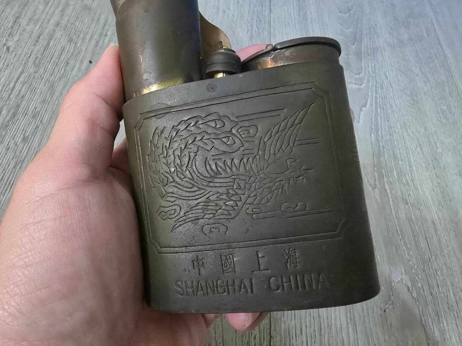 二手古董水煙菸斗煙壺早期銅器擺飾刻花細收藏品八仙過海水壺銅壺銅製品