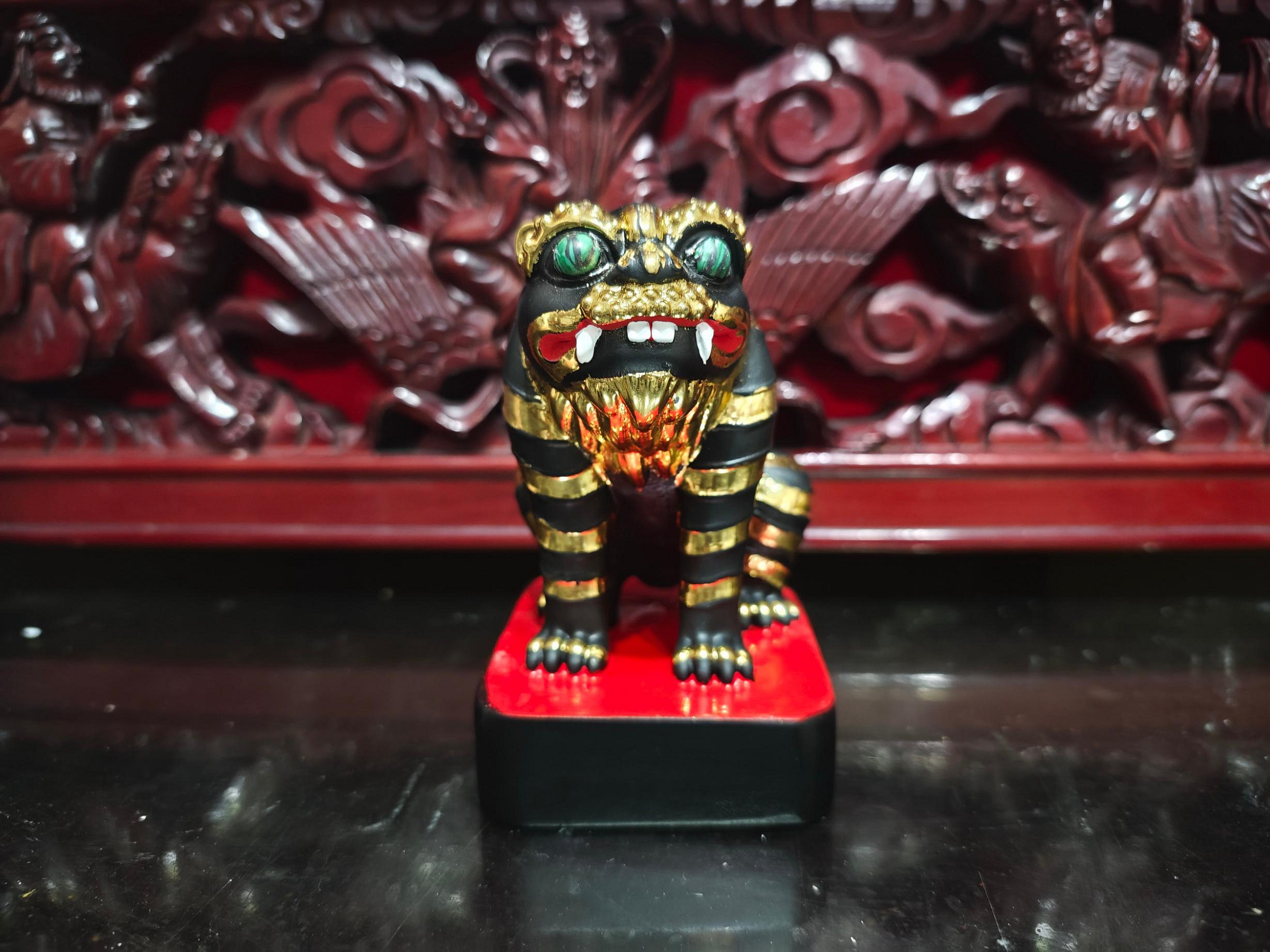 精品檜木安金『3寸6黑虎爺』站姿坐姿檜木雕刻漆線金虎爺黑虎爺虎爺將軍