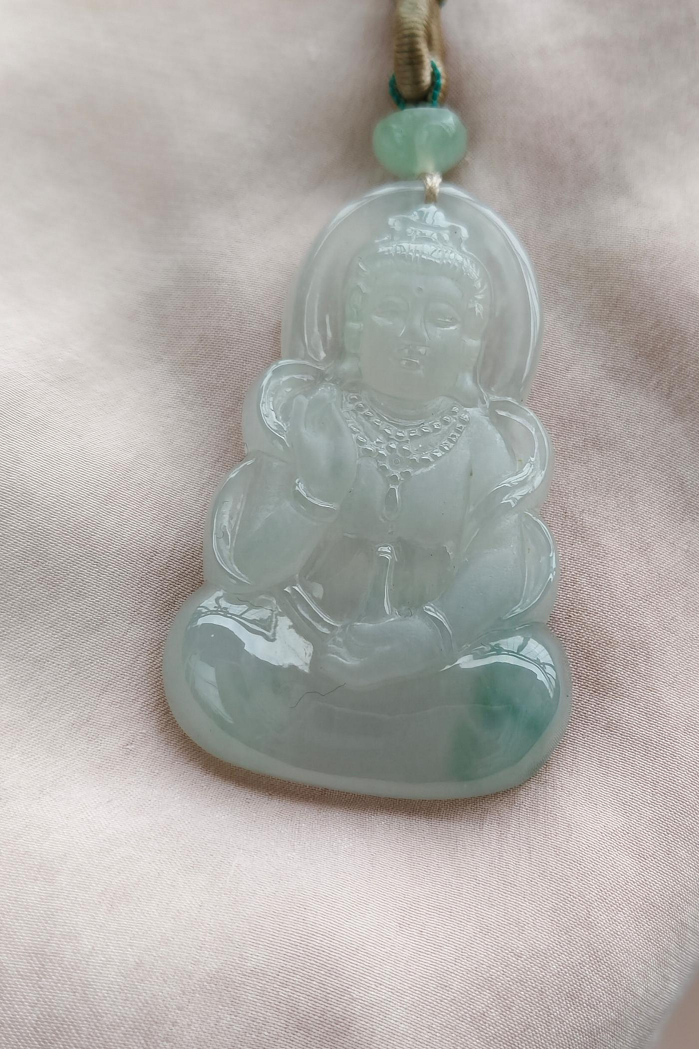 翡翠a貨~冰種瑪瑙底保平安度母觀音~料子超細膩~很純很乾淨，附台証台中
