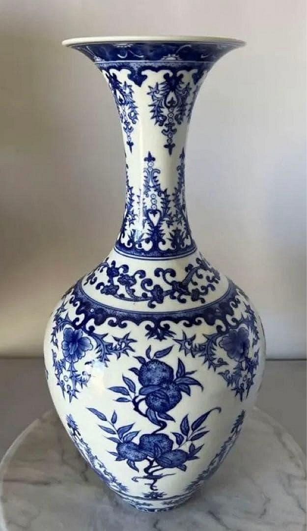 中國古美術清時代乾隆年製青花花卉文青花瓷花瓶y117 | Yahoo拍賣