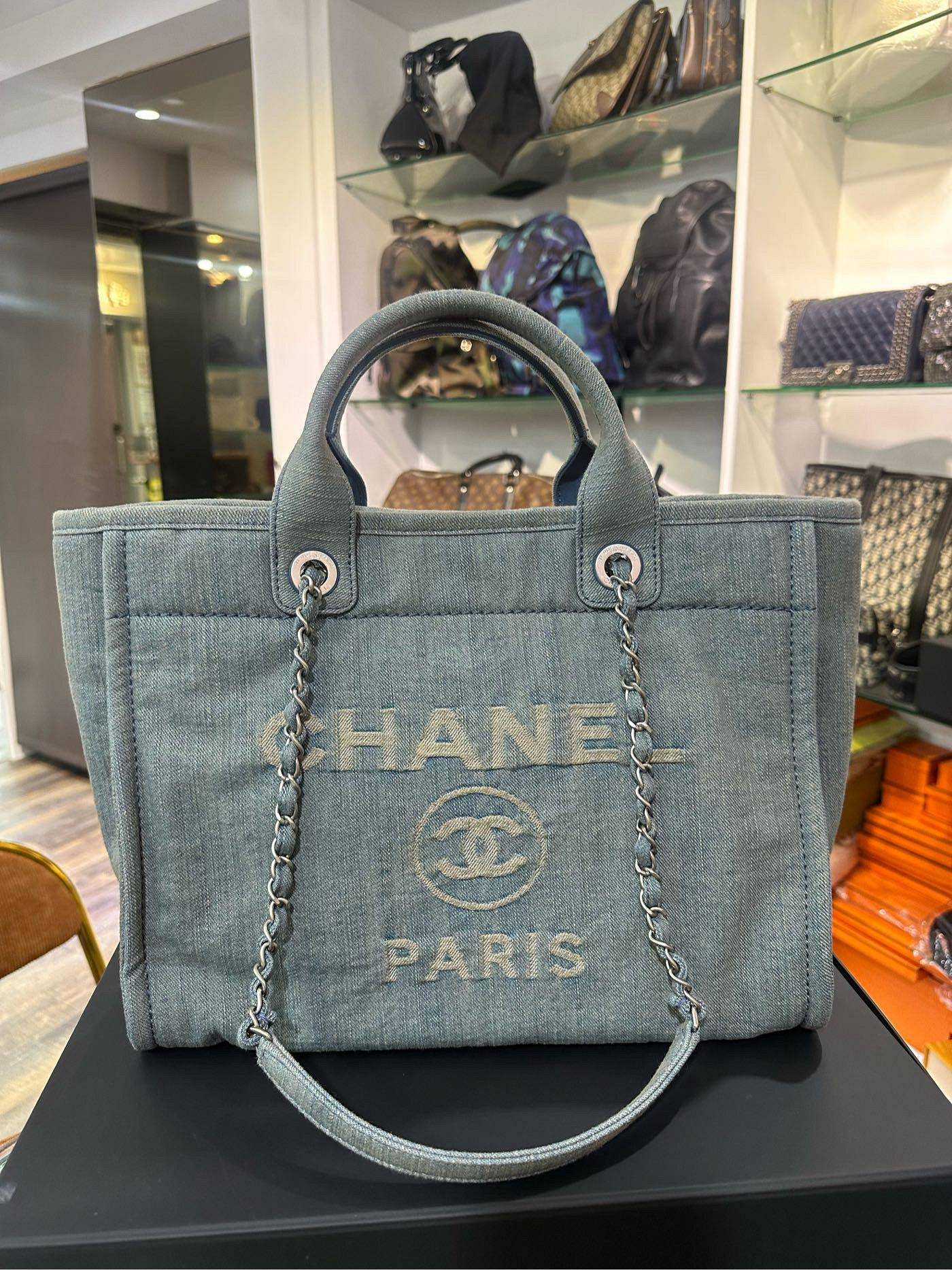 【喬瑟夫二手名店】全新真品 CHANEL 牛仔沙灘包 托特包 小 AS3351