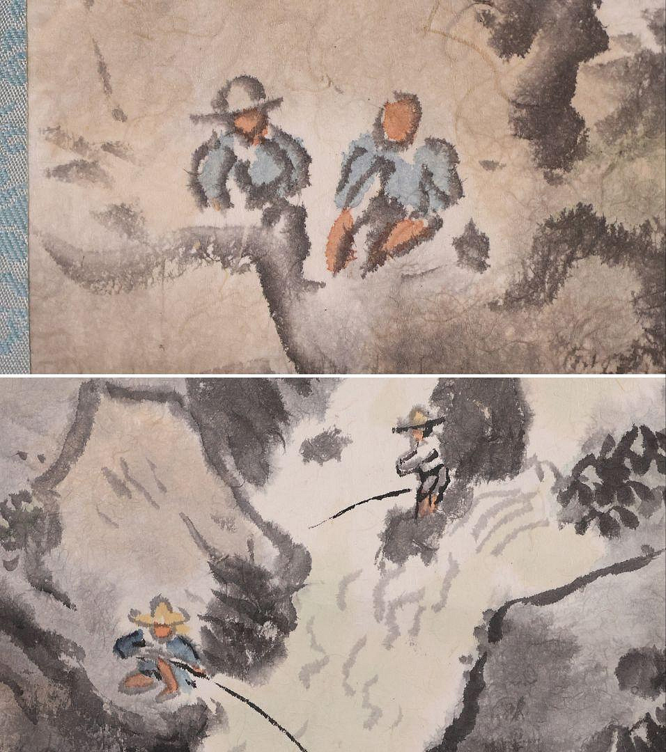 【真作】日本画 中島菜刀 吉野川鮎戸瀬図 紙本 掛軸 山水風景 鳥取 MB254 日本畫掛軸山水掛軸吉野川鮎戶瀨圖中島菜刀| Yahoo拍賣