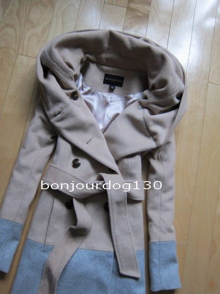 轉賣bonjourdog130 九成新美國正品banana republic 駝色灰拼接短大衣外套