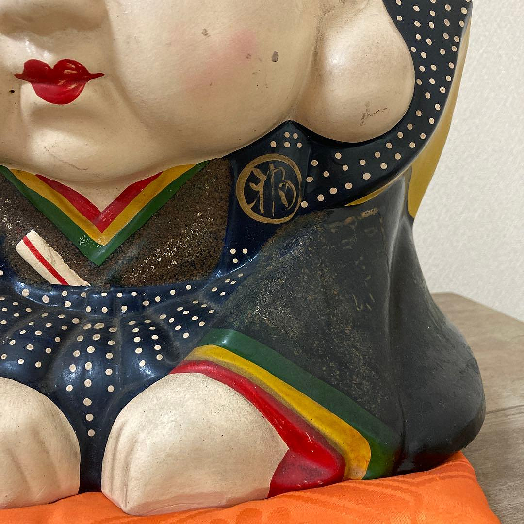 時代福助人形縁起手繪招福置物珍品〈檢招き貓こけし七福神常滑燒