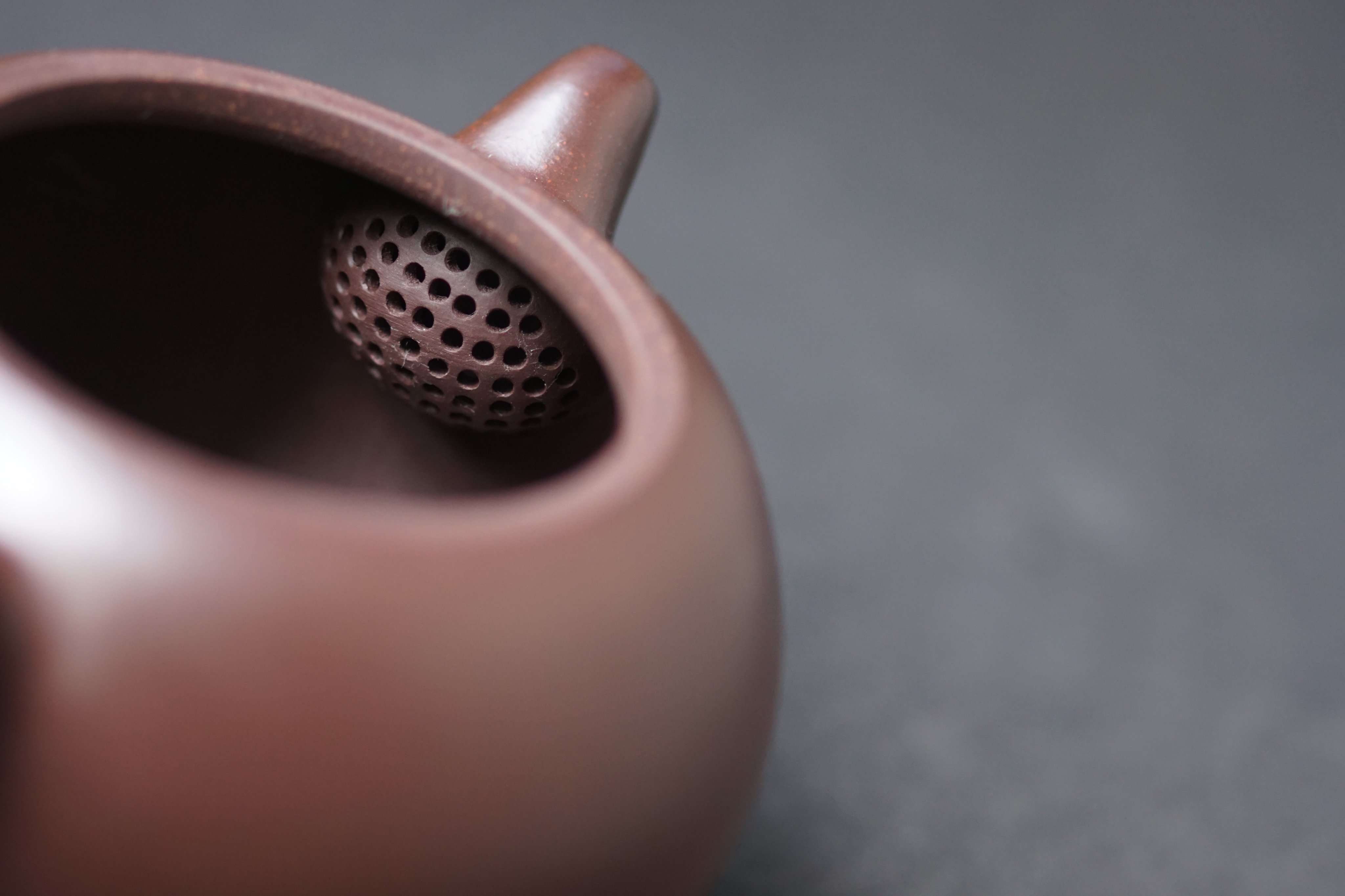 202445] 紫小紋 茄子形茶筒 美幸堂 美術品 未使用品