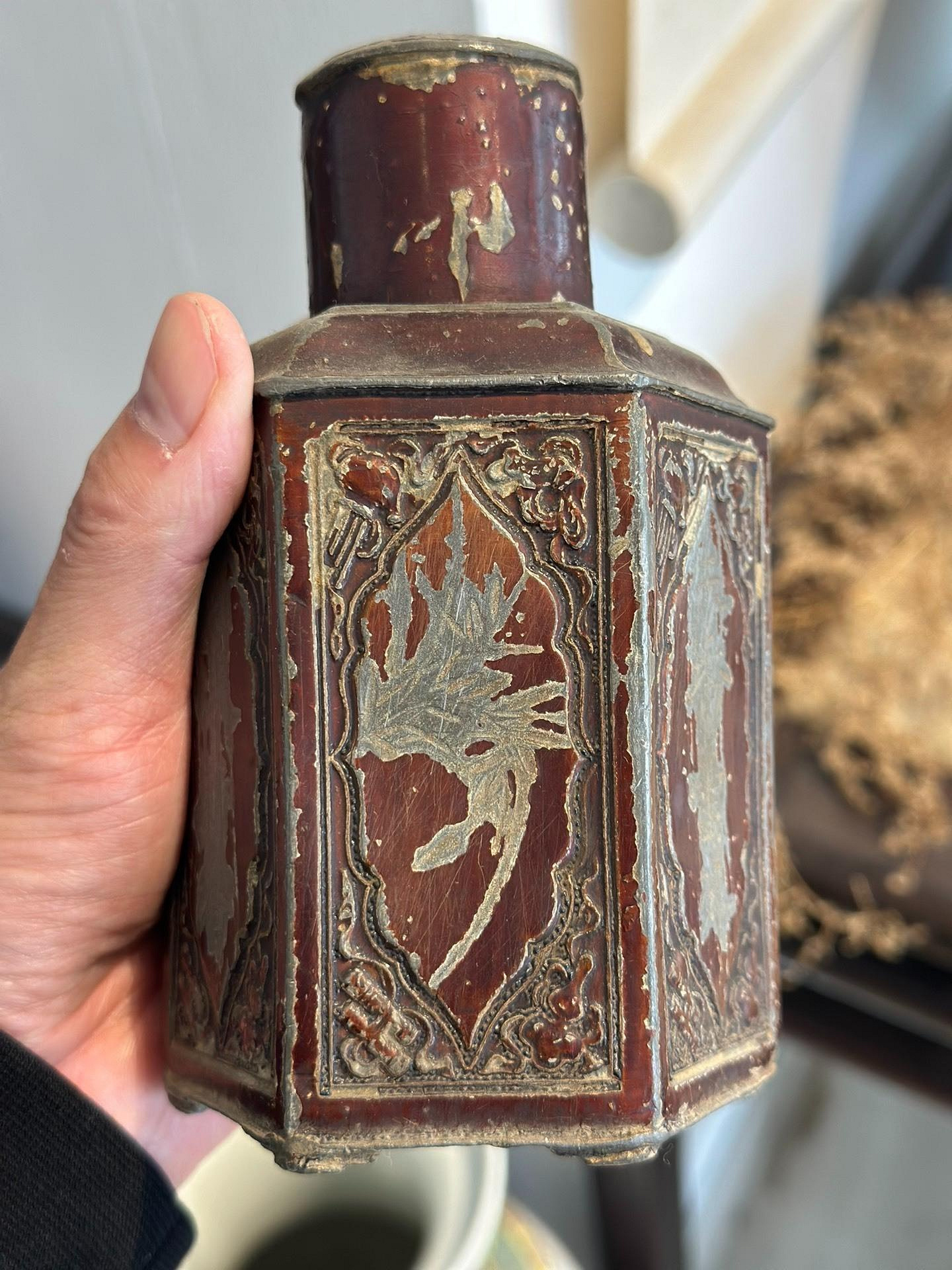 時代物【点銅款】唐物 古錫茶壺・錫茶叶罐 錫茶心壺・錫茶壷・茶入