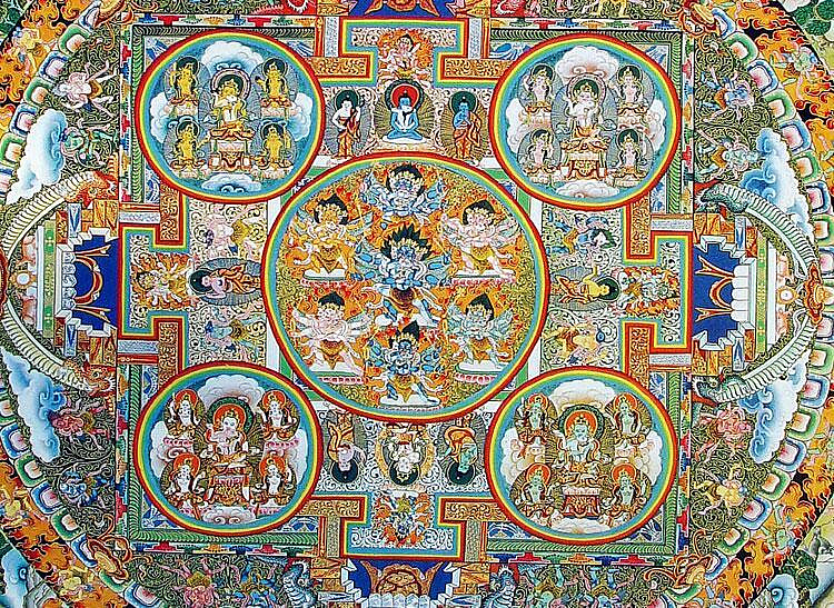 時輪金剛·沙壇城曼陀羅 | 3D立體木製西藏唐卡牆畫