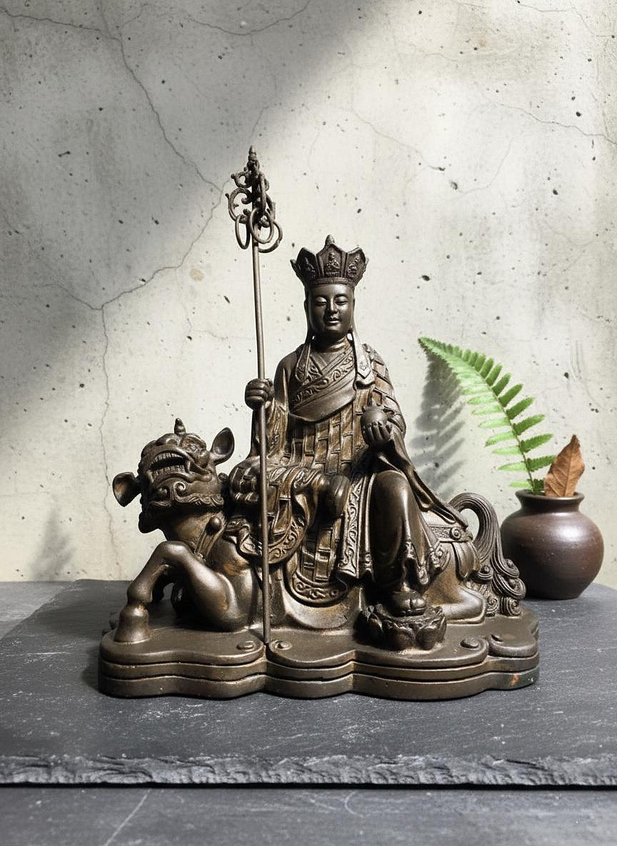 早期純銅大型神尊-獬豸地藏王#06（古董/收藏/銅爐/香爐/銅器/擺飾/珍藏