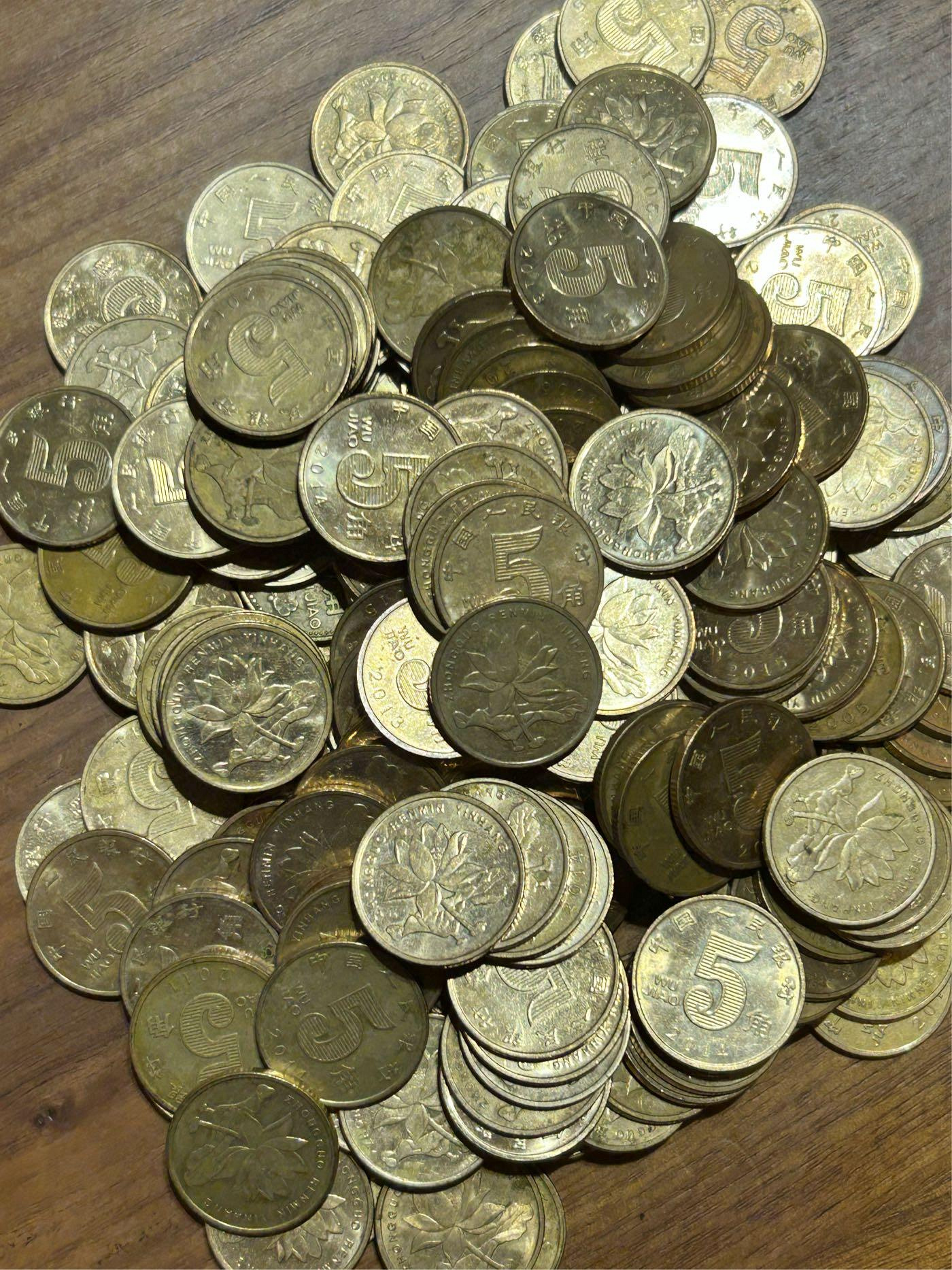 【H2Shop】中國大陸人民幣第五版5角2002-2017年中國人民銀行荷花圖案RMB 鍍黃銅鋼錢幣硬幣| Yahoo拍賣