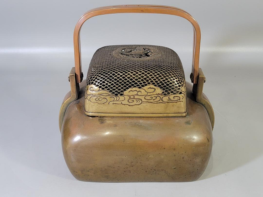 古銅龍透空火屋手炙香爐時代物DT624 | Yahoo拍賣