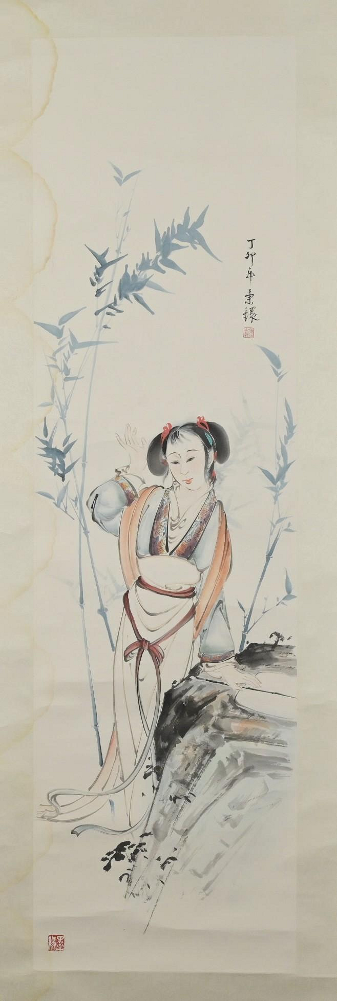 玖隆蕭松和挖寶網K》陳秉鐶丁卯年古代仕女人像彩墨畫(03576) | Yahoo拍賣