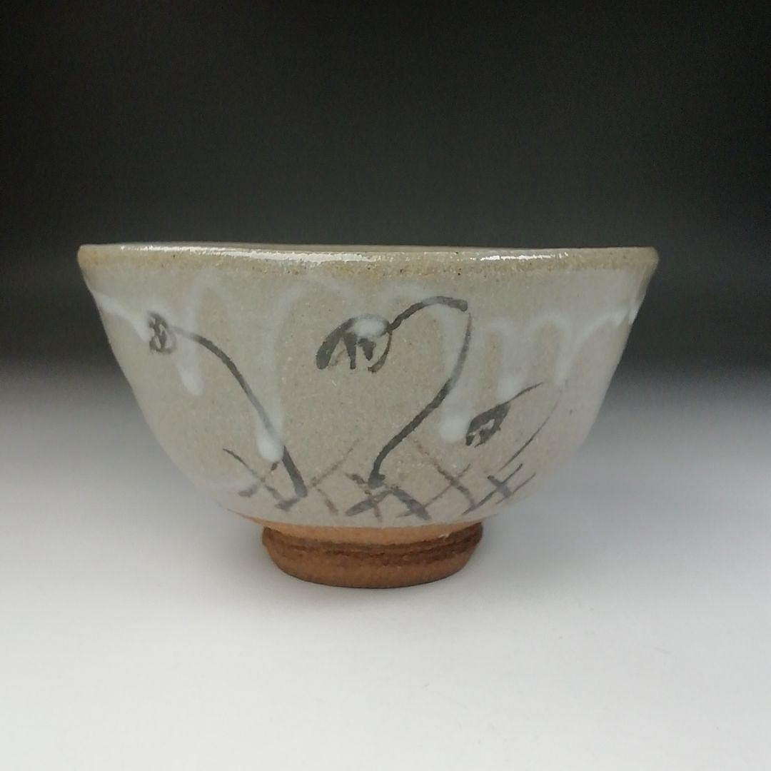 T652茶碗『唐津茶碗』『鏡山窯井上東也作』共箱抹茶碗茶道具