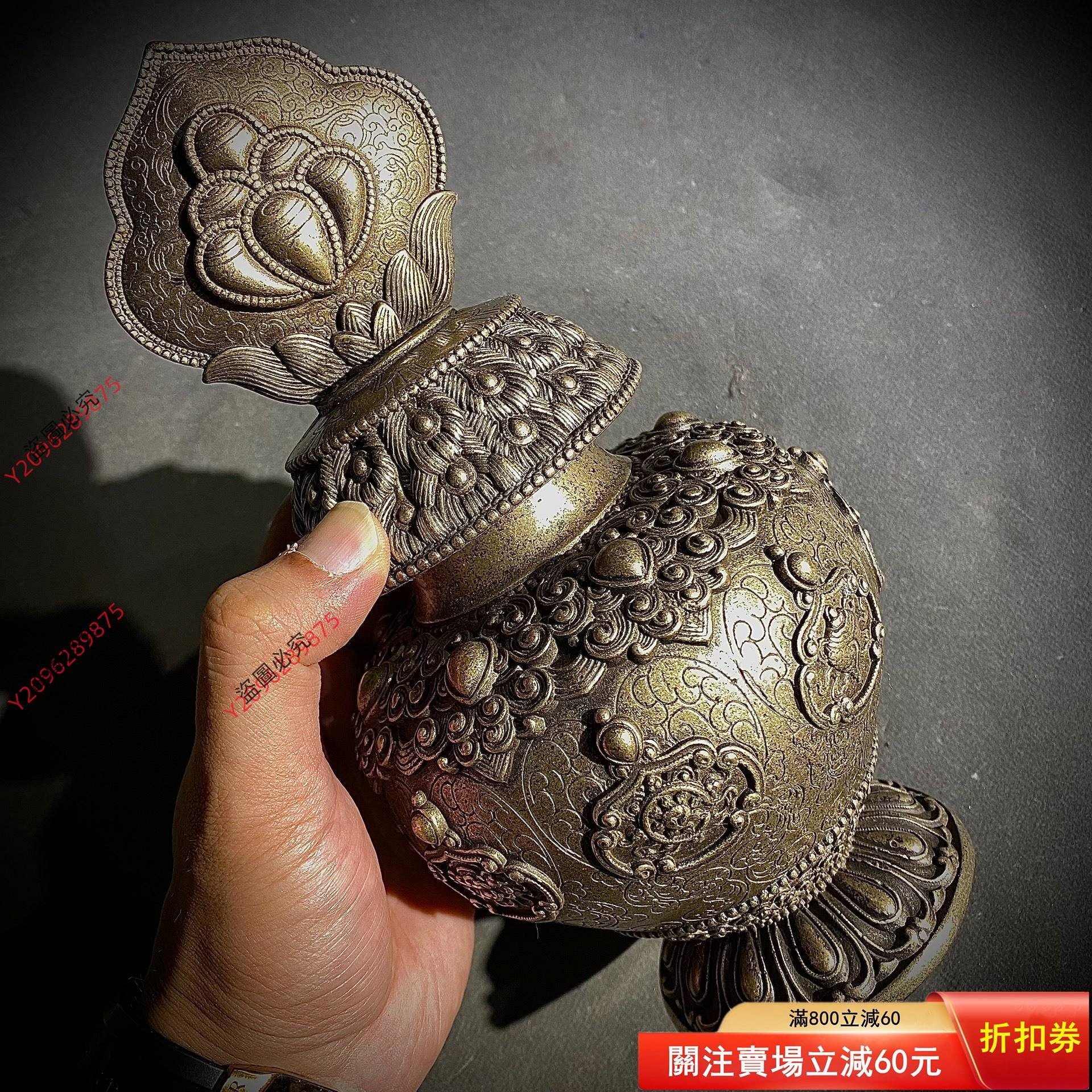 純銅八寶罐摩尼寶佛堂用品擺件皮殼老氣老味十足古玩雜項收藏老物件高度