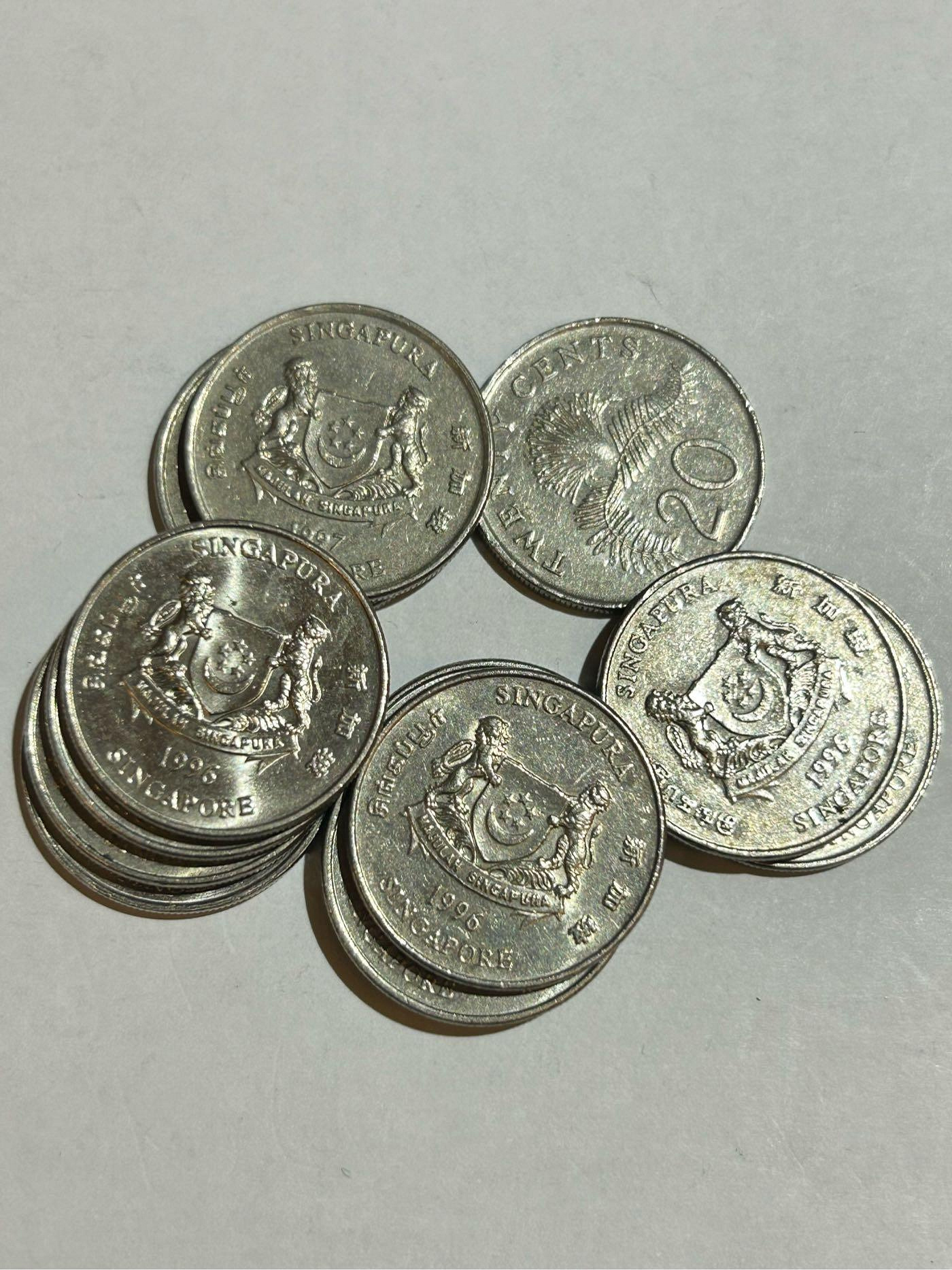 H2Shop】新加坡Singapore 新幣20分1992-2012年紅粉撲蘭圖案cents 錢幣硬幣| Yahoo拍賣