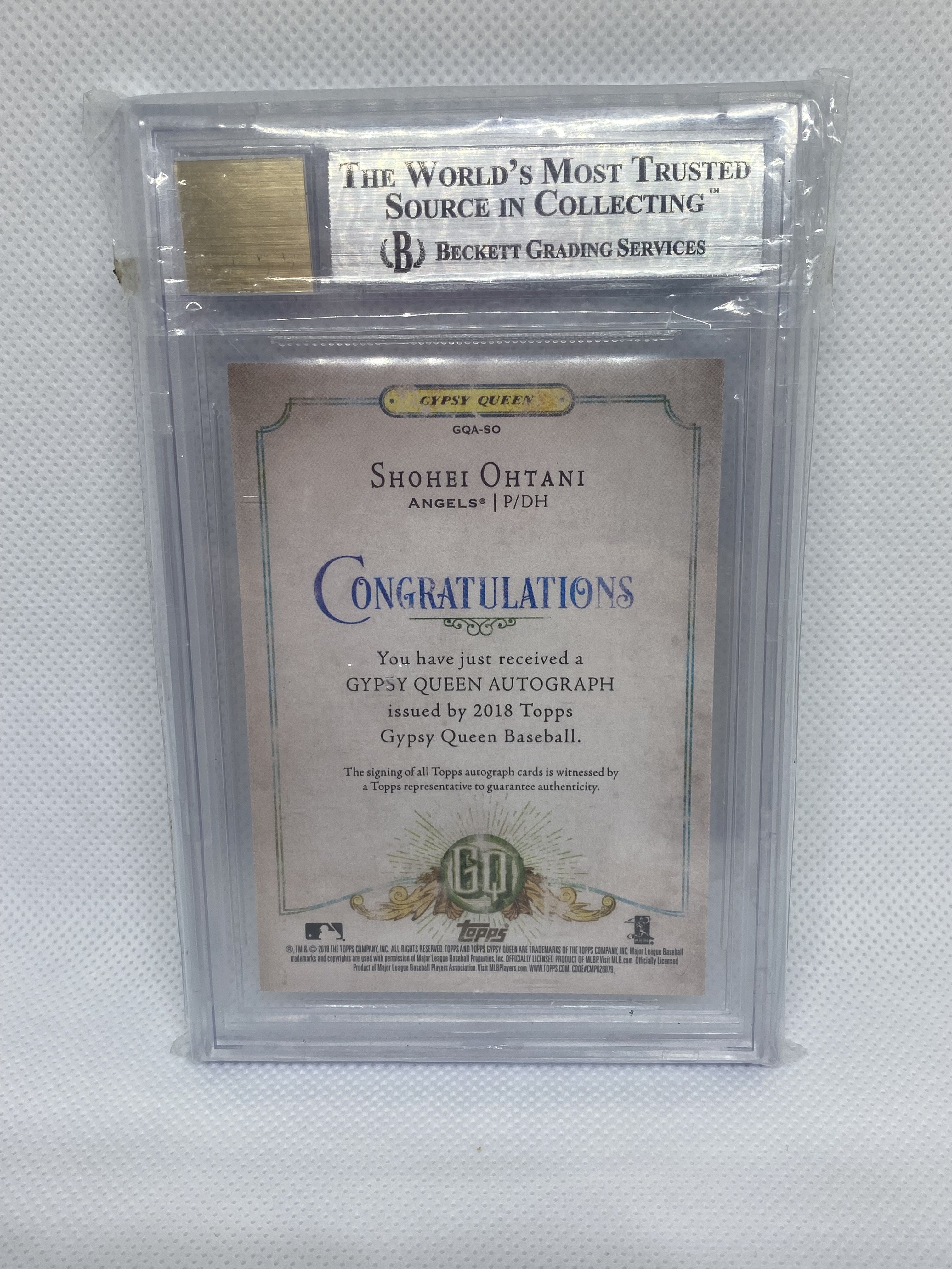 TOPPS GYPSY QUEEN 天使SHOHEI OHTANI 大谷翔平RC 簽名卡AUTO BGS