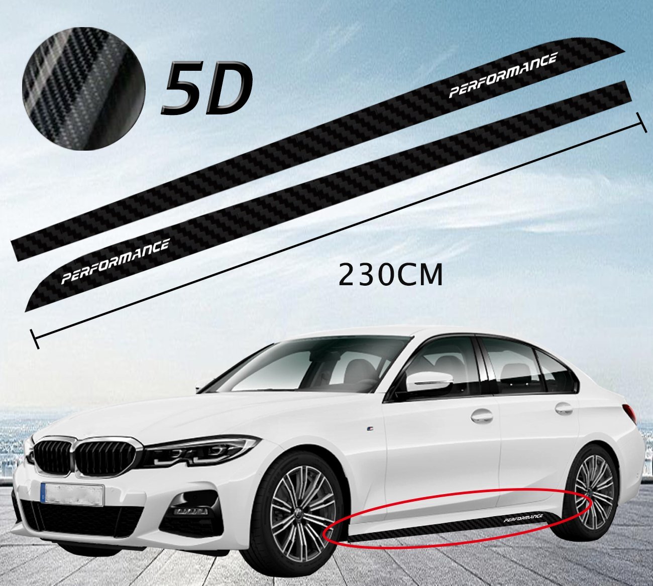 一組裙邊汽車貼紙 5D碳纖款 5D Carbon 側車身拉花貼紙 個性車身貼 汽車側裙貼 For BMW 寶馬 F30