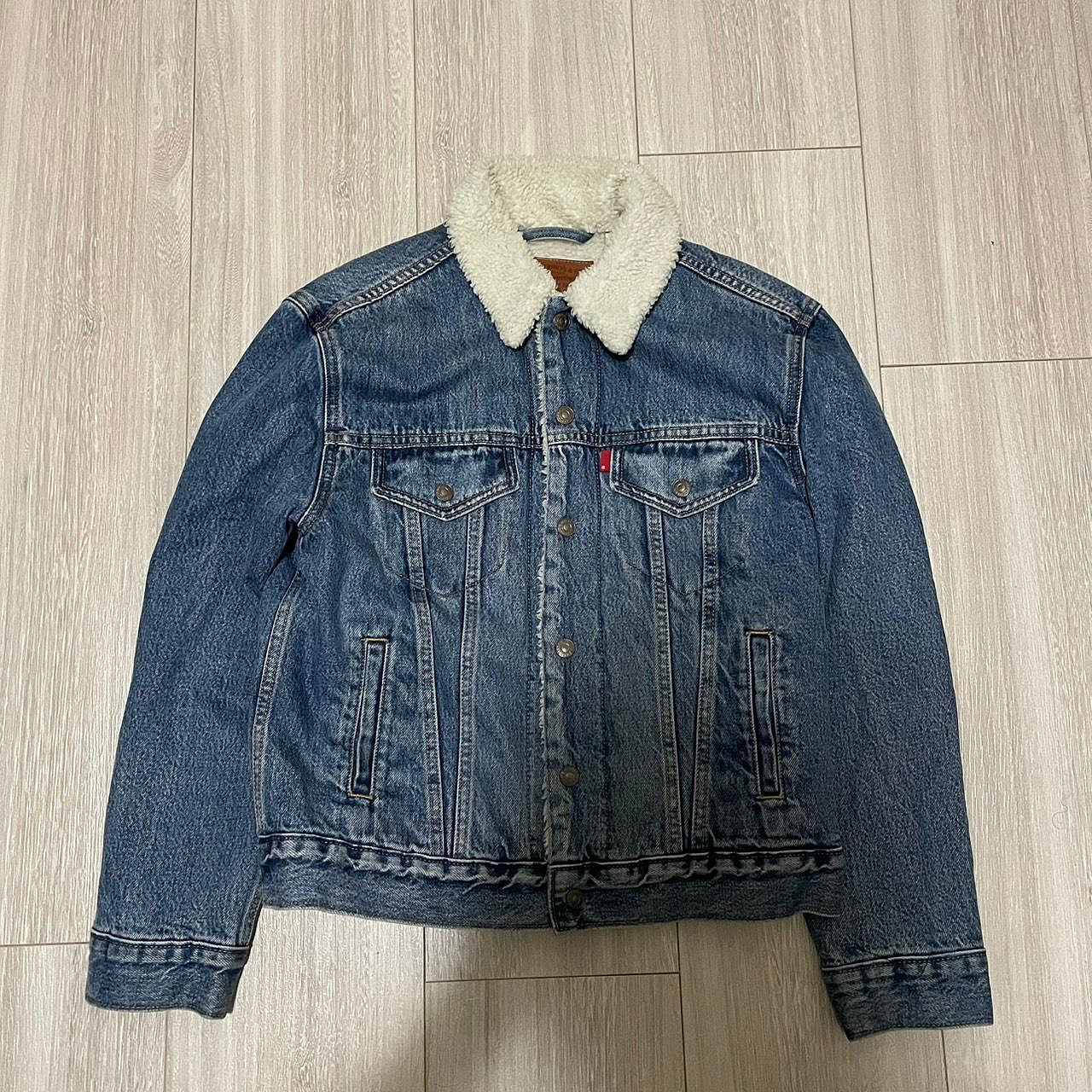 女版Levis levi's 36137-0005 內裡羊羔毛刷毛淺藍刷舊牛仔外套 xs號