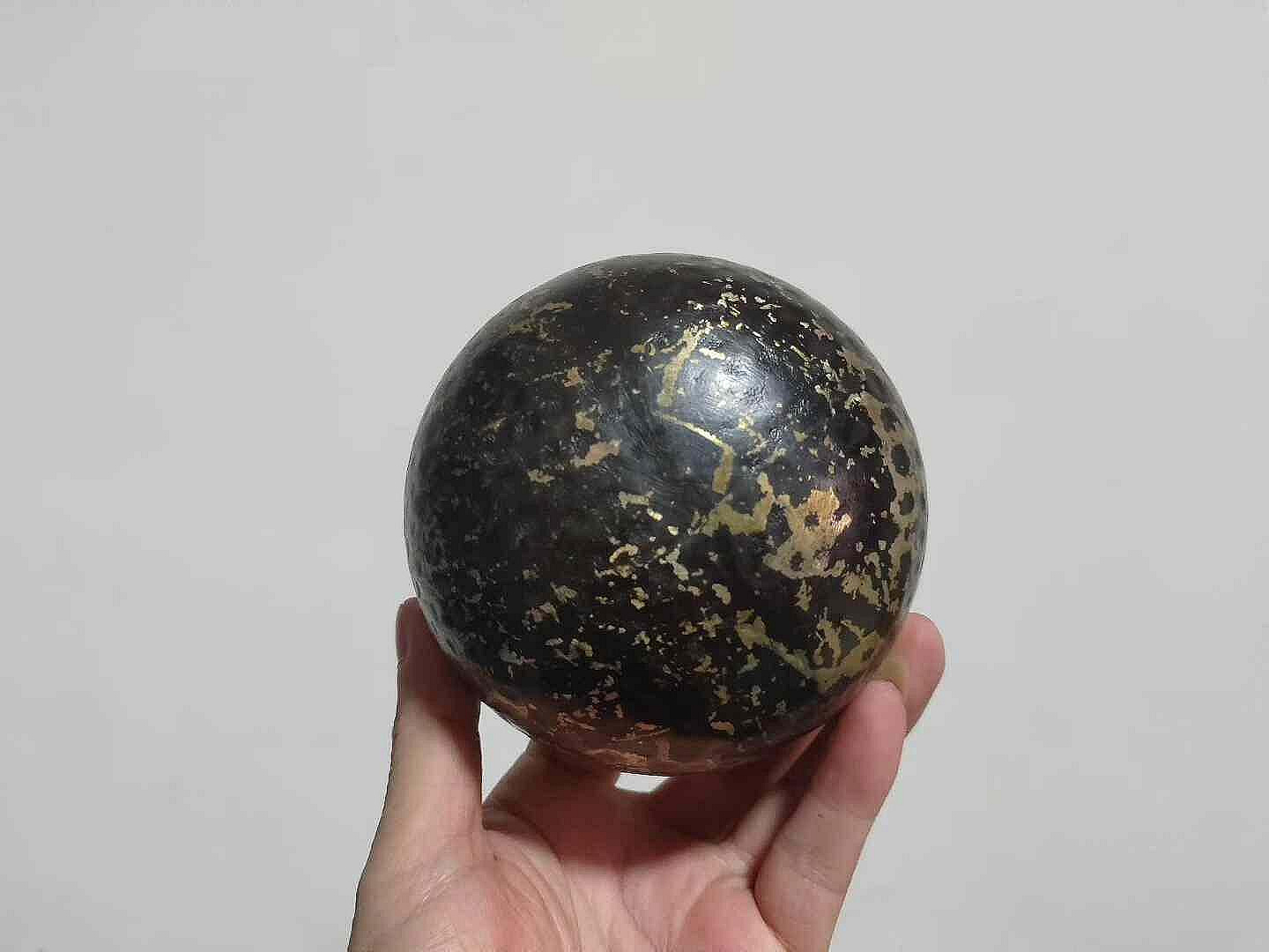 嚴選昭和時期老銅磬，口徑10.2cm高7.5cm重326g，聲音渾厚適合收藏銅磬