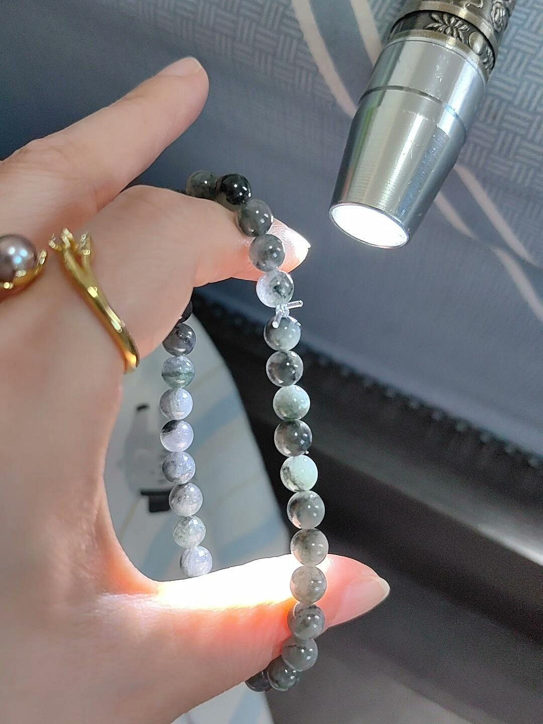翡翠A貨手串卡6水墨冰烏雞特，完美度極高全國復檢A貨保障假一罰十非A包