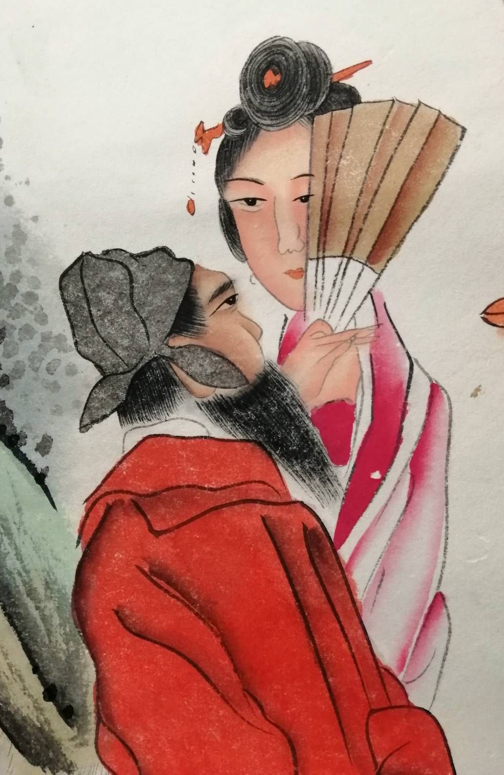 中国絵画　名家　費丹旭　肉筆保証　人物画 － 清代仕女図 掛け軸　2点 中国絵画 名家 費丹旭 肉筆保証 人物画 － 清代仕女図 掛け軸 2